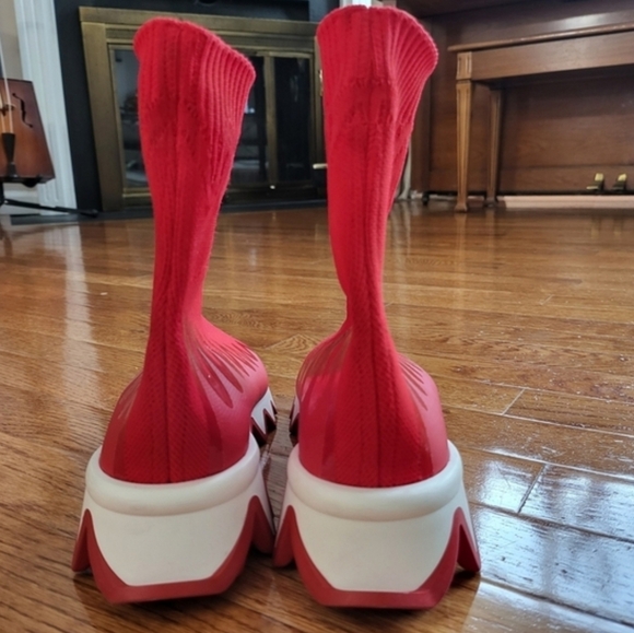 Christian Louboutin Kids Red Knit Sneakers - Picture 5 of 10